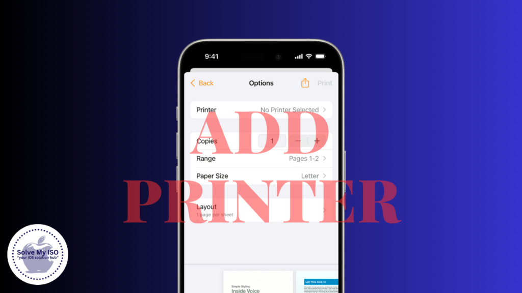 How to add Printer to iPhone